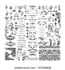 Ornamental retro vintage floral decorative collection of design elements