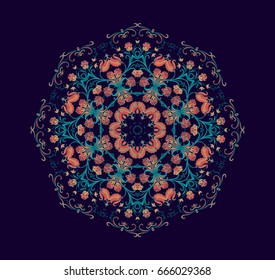 Ornamental rosette on dark blue background