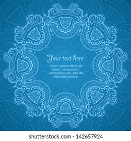 Ornamental round blue lace pattern_3