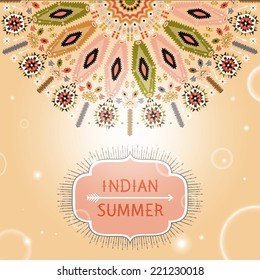 Ornamental round colorful geometric pattern in aztec style