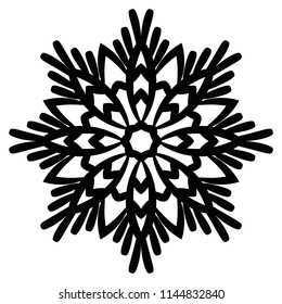 Ornamental round doodle flower isolated on white background. Black outline mandala. Geometric circle element. Vector illustration.