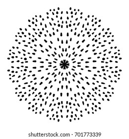 Ornamental round dotted round elements with dots isolated on white background. Black halftone mandala. Geometric circle. Vector illustration.
