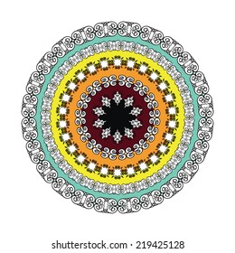 Ornamental round. Ethnic design. Bright colors.