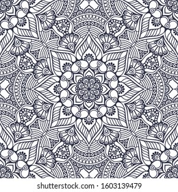 Ornamental round floral background. Seamless pattern