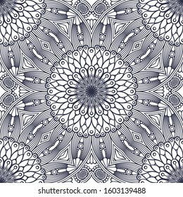 Ornamental round floral background. Seamless pattern