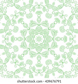 Ornamental round floral background.Leaf pattern. Vector art