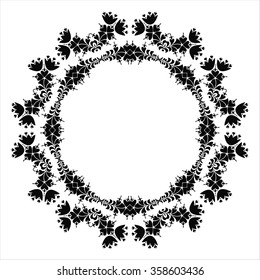 Ornamental round floral frame. Vector art