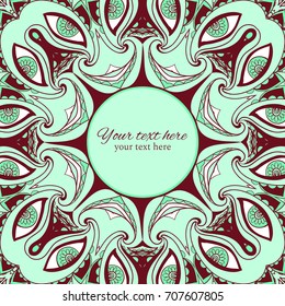 Ornamental round floral frame. Vector background.