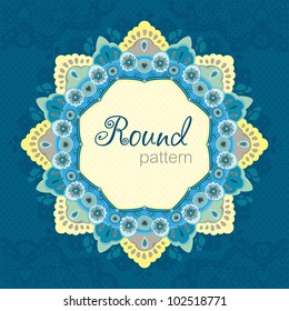 Ornamental round floral  lace pattern.  Space for text