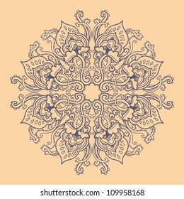 Ornamental round floral lace pattern. kaleidoscopic floral pattern, mandala.