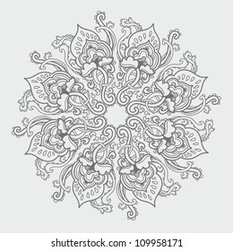 Ornamental round floral lace pattern. kaleidoscopic floral pattern, mandala.