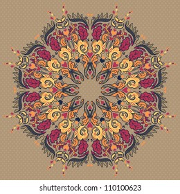 Ornamental round floral lace pattern. kaleidoscopic floral pattern, mandala.