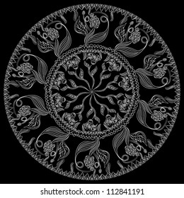 Ornamental round floral lace pattern.