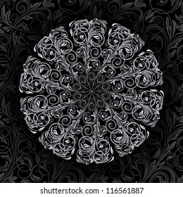 Ornamental round floral lace pattern.
