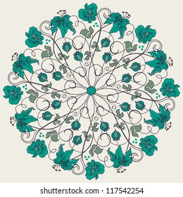 Ornamental round floral lace pattern.