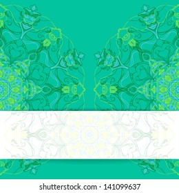 Ornamental round floral lace pattern. Space for text