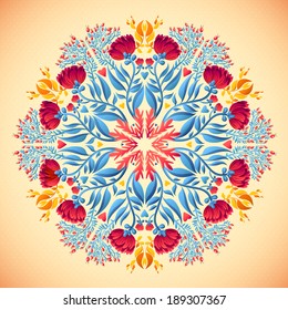 Ornamental round floral lace pattern. kaleidoscopic floral pattern, mandala.