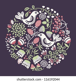 Ornamental round floral pattern