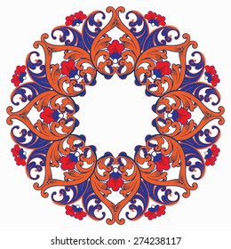 Ornamental round floral pattern. 