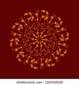 Ornamental round floral pattern. Abstract element or background for design. Vector illustration. - Vector