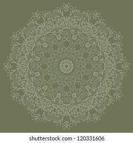 Ornamental round floral pattern, circle lace background
