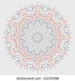 Ornamental round floral pattern, circle lace background