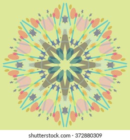 Ornamental round floral pattern. Colorful ornament. Vector. Mono