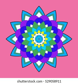 Ornamental round floral pattern. Colorful ornament with vintage elements Mandala. Abstract floral element.