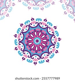 Ornamental round floral pattern. detail Mandala design Mandala flower color vector Multiples colors