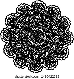 Ornamentales rundes Blumenmuster Handgezeichnetes Element. Schwarz und Weiß. Mandala.