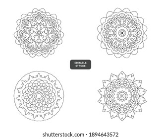 Ornamental round floral pattern. Patterned Circles. Florist decorative design element. Vector illustration.