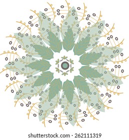 Ornamental round flower with leaves