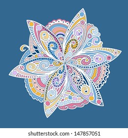 Ornamental round flower ornament with many details