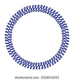 Ornamental round frame for design. Blue decorative abstract circle. Elegant lettering element for printing of cards and invitations. Vector swirl ornament and curl