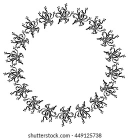 Ornamental round frame. Design element for advertisements, flyer, web, wedding and other invitations or greeting cards. Vector clip art.