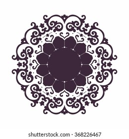 Ornamental round frame in eastern style. Oriental mood - islam, arabic motifs. Circular form. Mandala