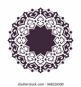 Ornamental round frame in eastern style. Oriental mood - islam, arabic motifs. Circular form. Mandala