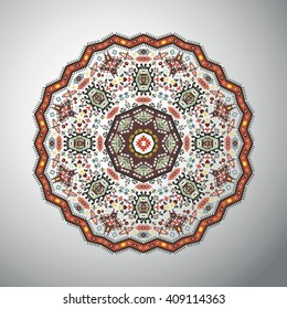 Ornamental round geometric pattern in latin american style