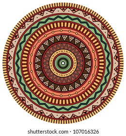 Ornamental round lace. Aztec style ornament