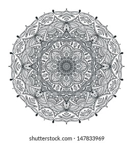 Ornamental round lace, circle background with many details, looks like crocheting handmade lace. Vector eps10.