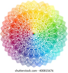 Ornamental round lace, circle ornament on colorful background