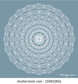 Ornamental round lace doily. Vector illustration.