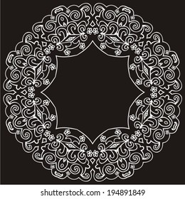 Ornamental round lace doily. Vector illustration. 