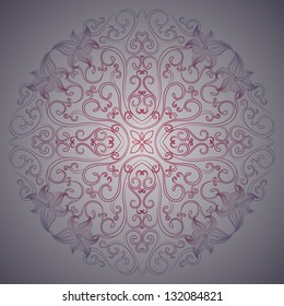 Ornamental round lace in fantasy style. Vector illustration