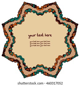 Ornamental round lace frame. Background for celebrations, holidays, sewing, arts, crafts, scrapbooks, setting table, cake decorating. Lace doily.