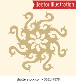 Ornamental round lace - lotus. Vector Illustration.