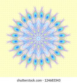 Ornamental round lace on yellow background.