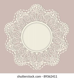 Ornamental round lace pattern. Background for celebrations, holidays, sewing, arts, crafts, scrapbooks, setting table, cake decorating.  Lace doily.