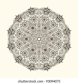 Ornamental round lace pattern. Background for celebrations, holidays, sewing, arts, crafts, scrapbooks, setting table, cake decorating. Lace doily.