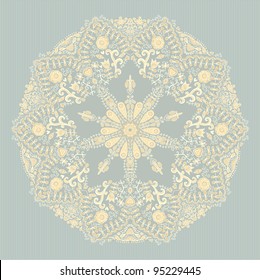 Ornamental round lace pattern. Background for celebrations, holidays, sewing, arts, crafts, scrapbooks, setting table, cake decorating. Lace doily.